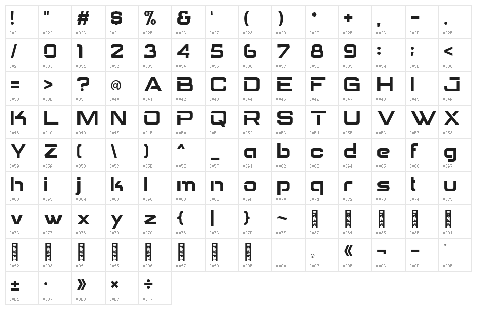 BRAVE Eightyone Regular Character Map