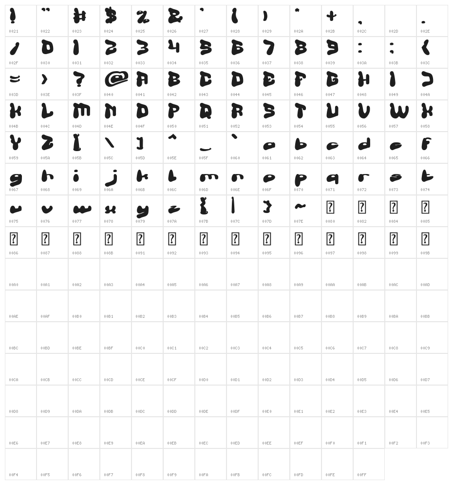 BREATH Bold Character Map