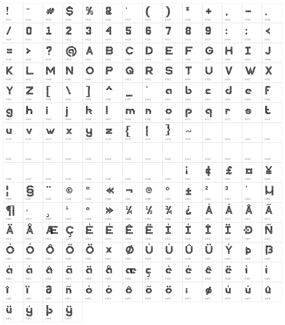 BRICK WALL Character Map