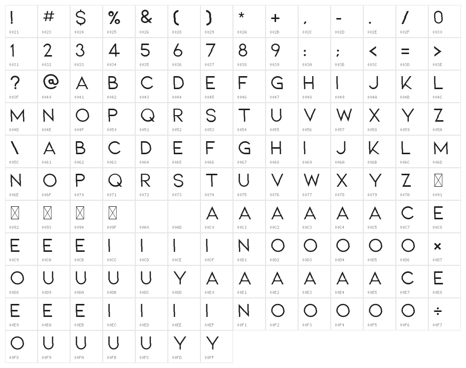 BROKEN MIRROR Character Map