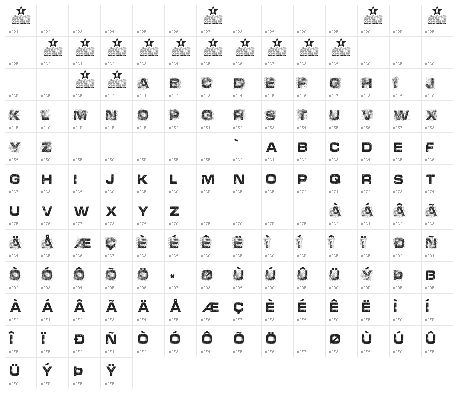 BROKEN PERSONAL USE Bold Character Map