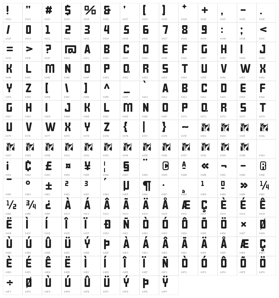 BROKEREN Character Map