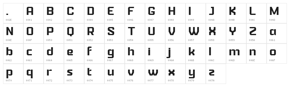 BRONZOR Regular Character Map