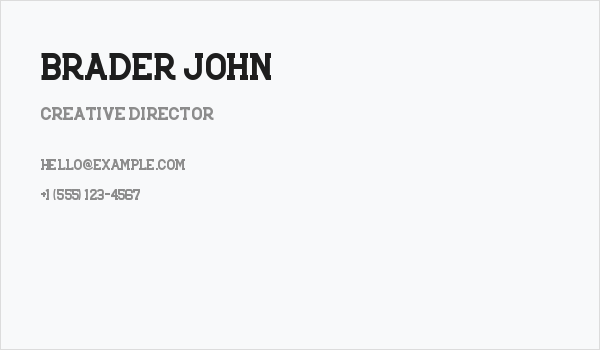 Brader John Business Card
