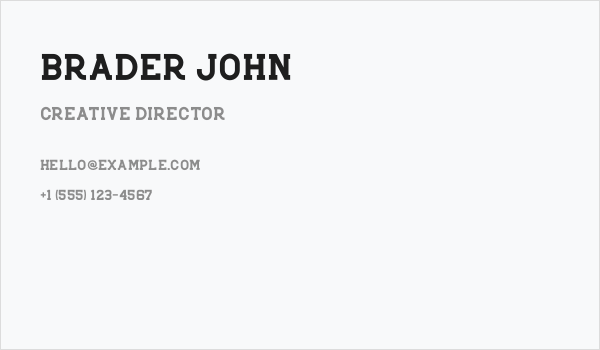 Brader John Business Card