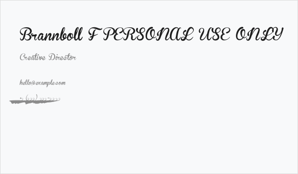 Brannboll F PERSONAL USE ONLY Business Card