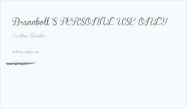 Brannboll S PERSONAL USE ONLY Business Card