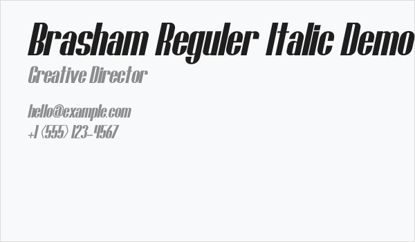 Brasham Reguler Italic Demo Italic Business Card