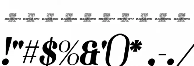 Brass Hopper Body PERSONAL Black Italic Font OTHER CHARS