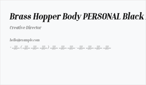 Brass Hopper Body PERSONAL Black Italic Business Card
