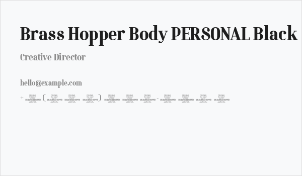 Brass Hopper Body PERSONAL Black Business Card