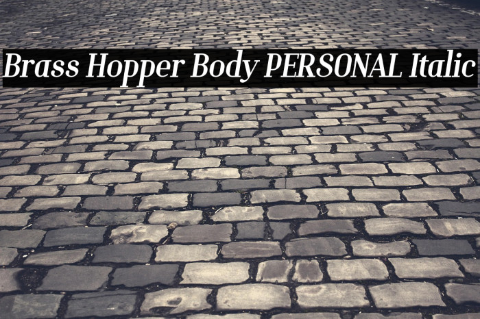 Brass Hopper Body PERSONAL Italic Example 1