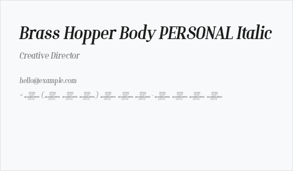 Brass Hopper Body PERSONAL Italic Business Card