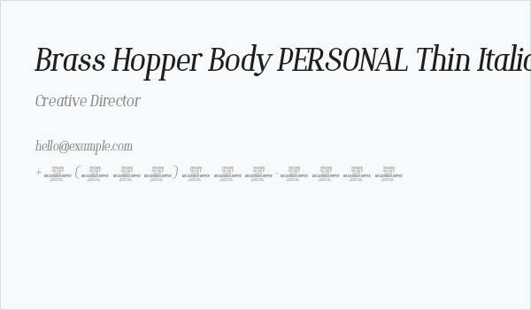 Brass Hopper Body PERSONAL Thin Italic Business Card