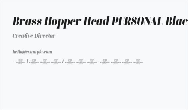 Brass Hopper Head PERSONAL Black Italic Business Card