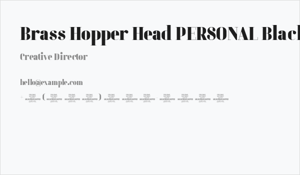 Brass Hopper Head PERSONAL Black Business Card