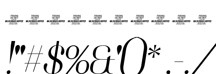 Brass Hopper Head PERSONAL Thin Italic Font OTHER CHARS