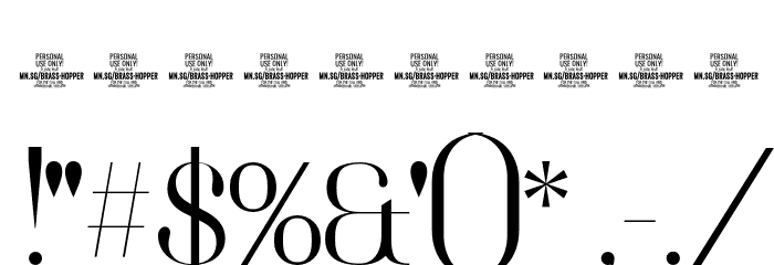 Brass Hopper Head PERSONAL Thin Font OTHER CHARS