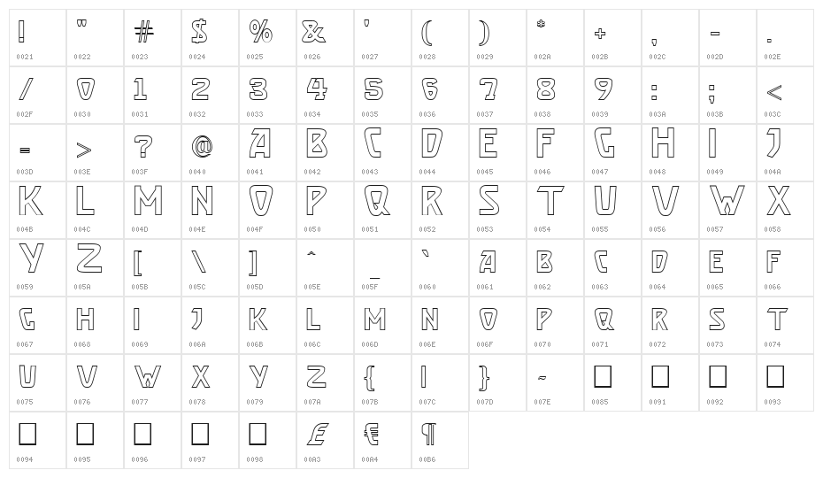 Brassett_Outline Character Map