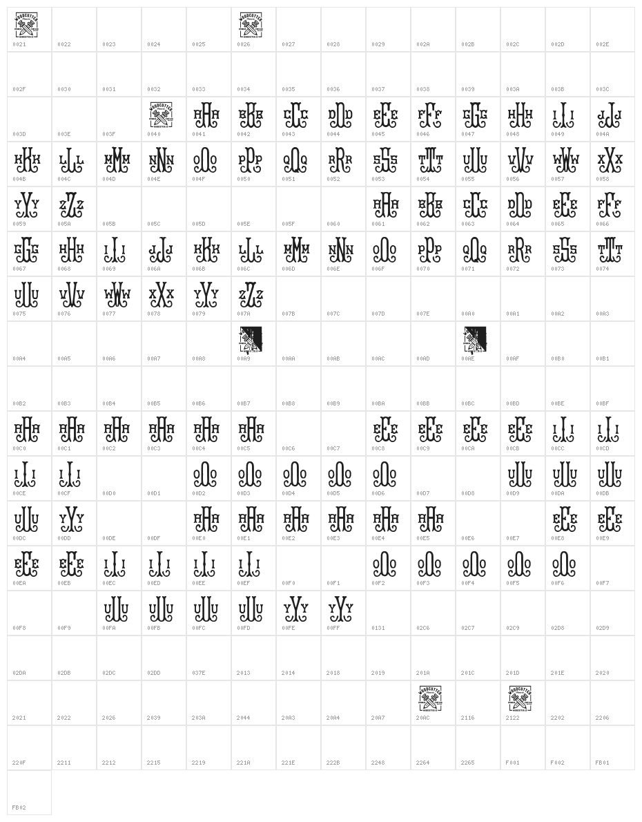 BraveGrams Character Map