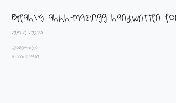 Breah's ahhh-mazingg handwritten font!! XD Business Card