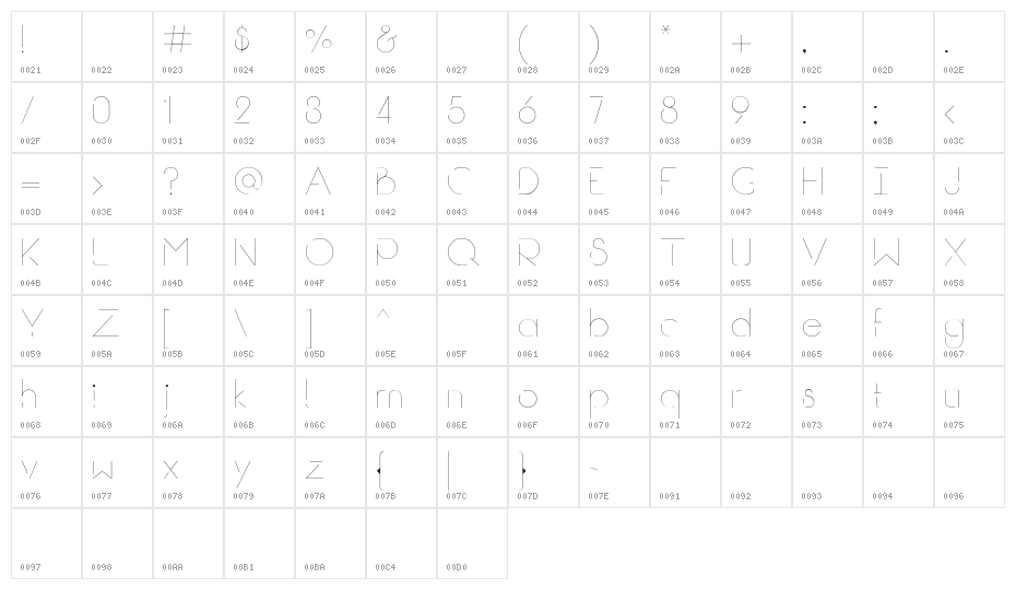 Break ExtraLight Character Map