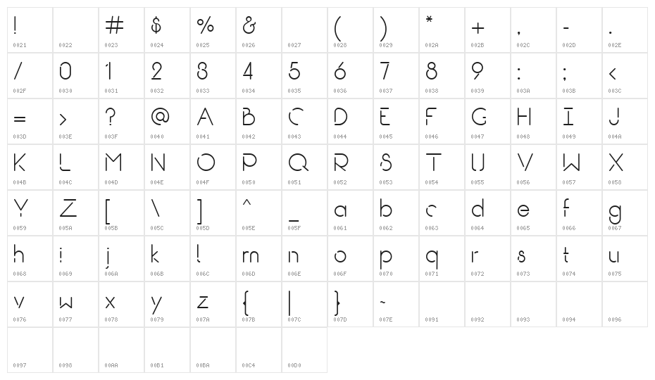 Break SemiBold Character Map