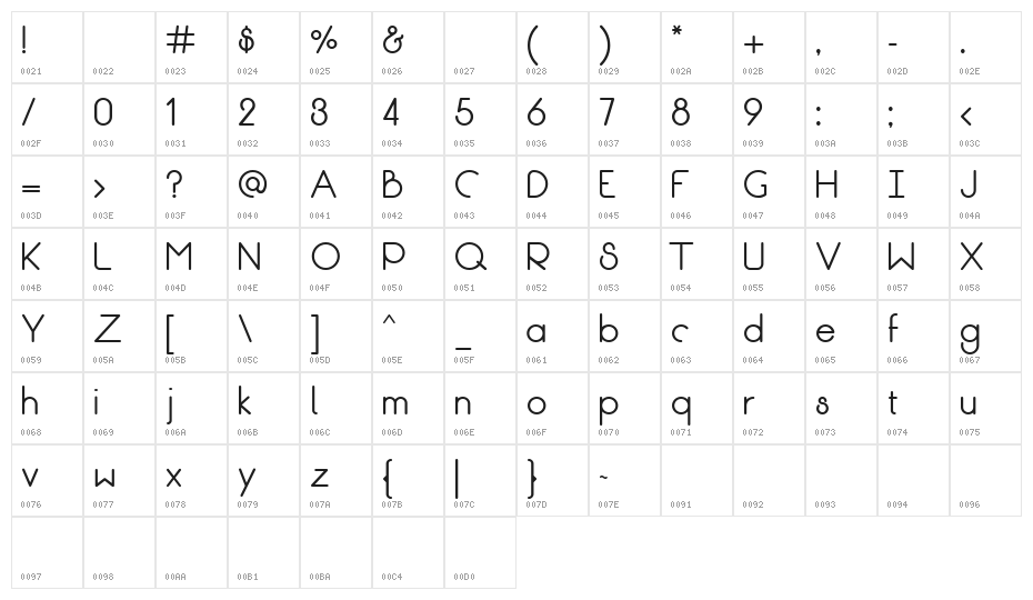 BreakFill-Bold Character Map