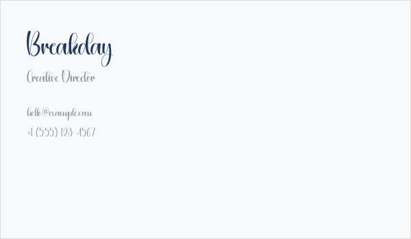 Breakday Business Card