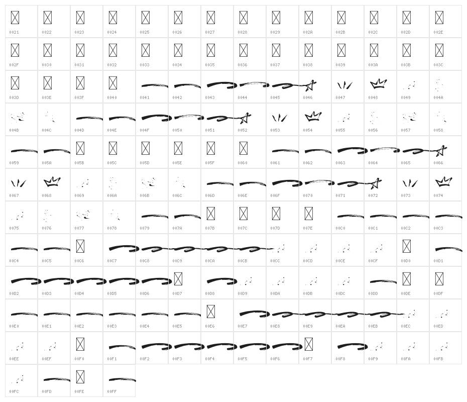 Breaker Swash Character Map