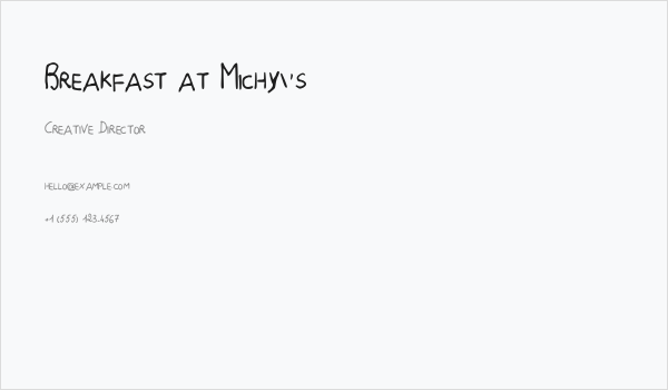 Breakfast at Michy's Business Card