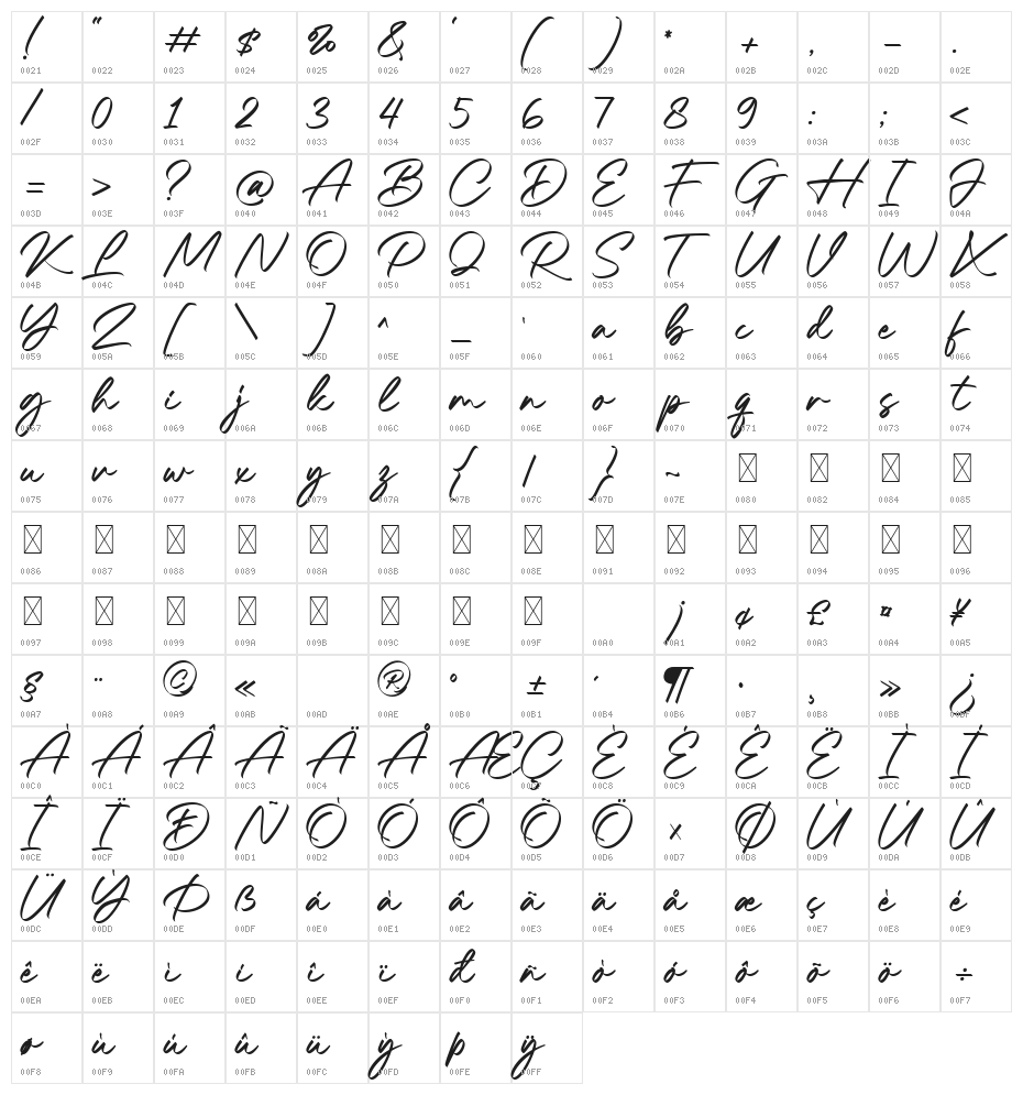 Breaking Road Regular Character Map
