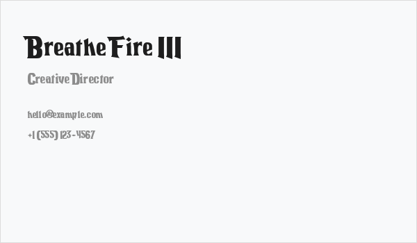 Breathe Fire III Business Card