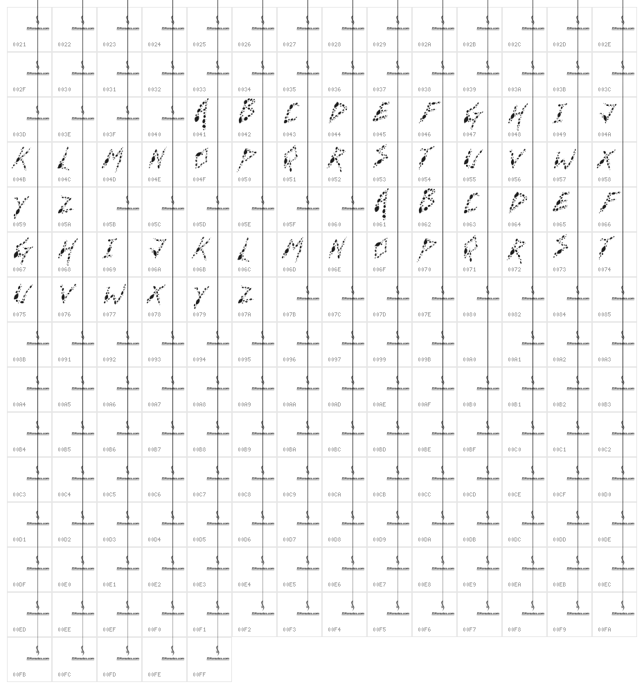 Breathe Ink Character Map