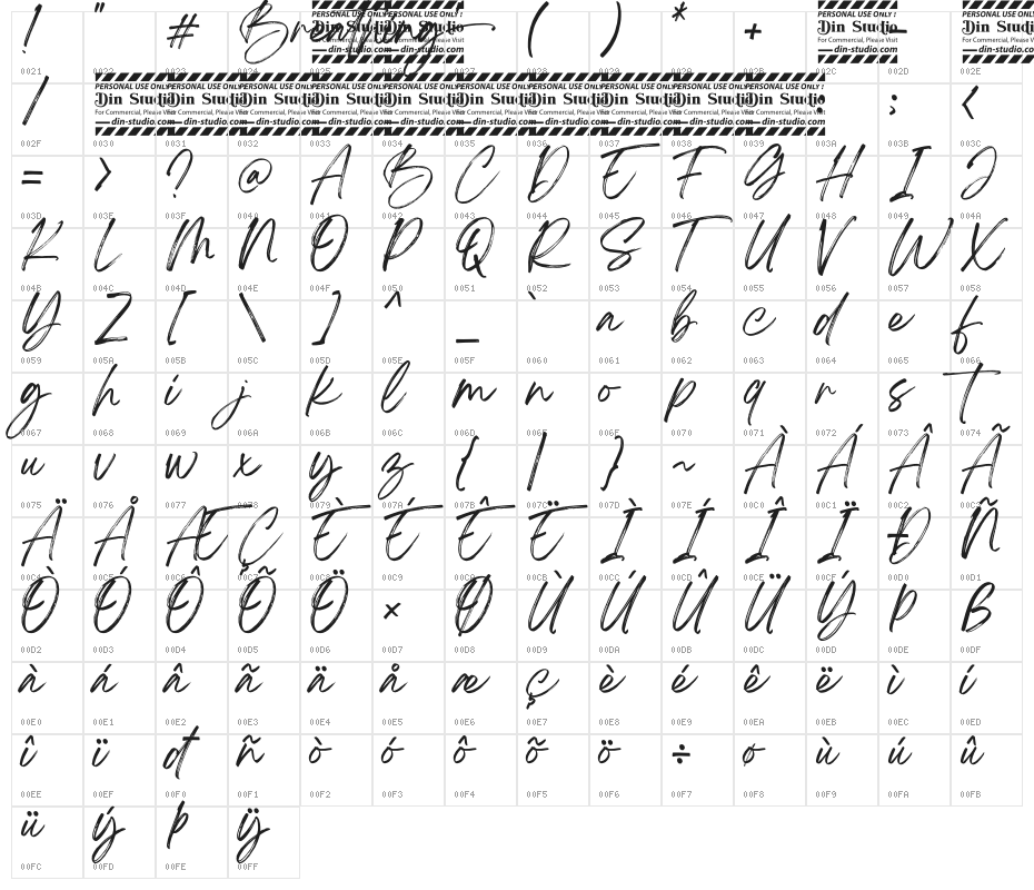 Breathing Personal Use Character Map