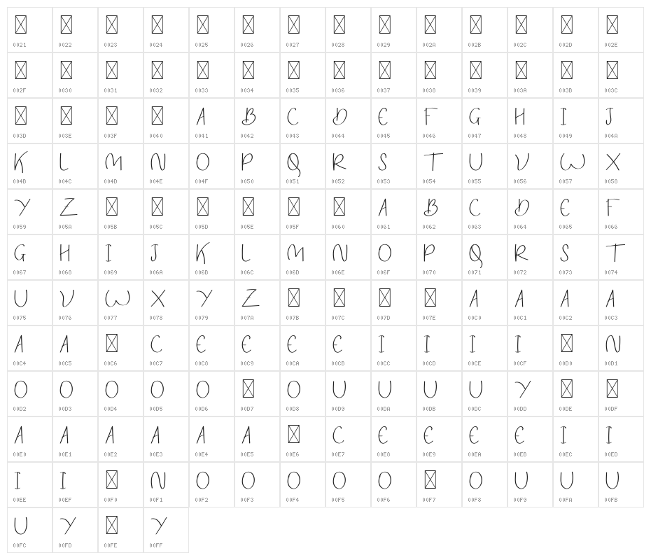 Breezy Bolton DEMO Sans Character Map