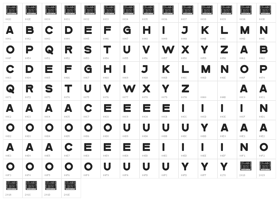 Brefa Personal Use Character Map