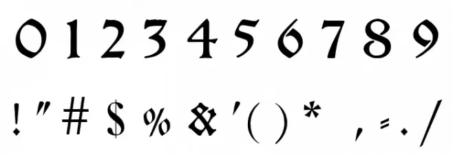 Breitkopf FrakturUNZ1L Italic Font OTHER CHARS