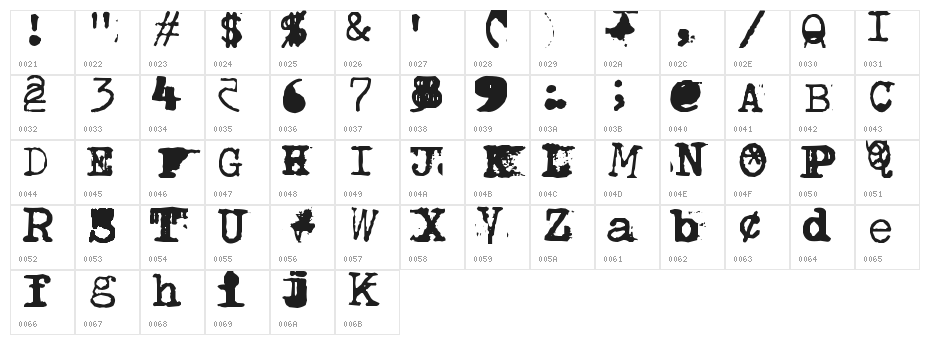 BrentonscrawlType Character Map