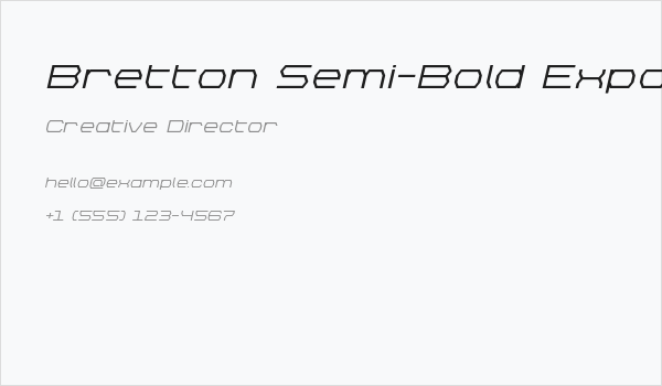 Bretton Semi-Bold Expanded Italic Business Card