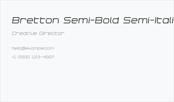 Bretton Semi-Bold Semi-Italic Business Card