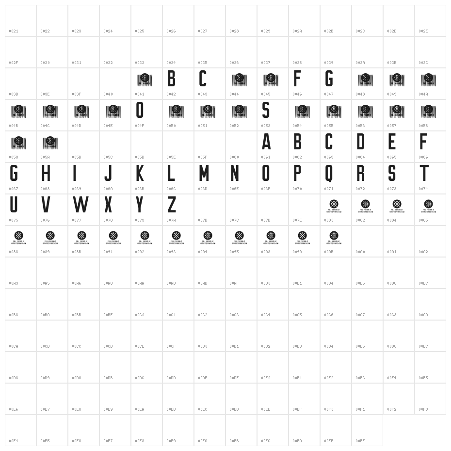 Brewmaster Gothic Demo Character Map