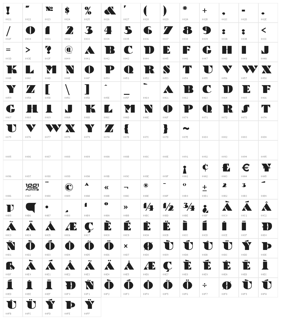 Bric-a-Braque NF Character Map