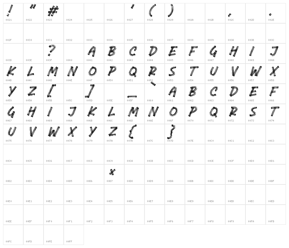 Brich-Regular Character Map