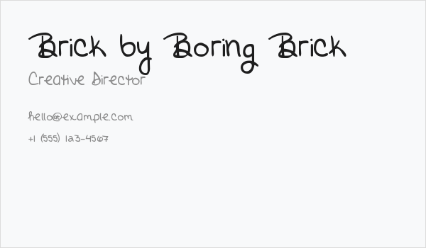 Brick by Boring Brick Business Card