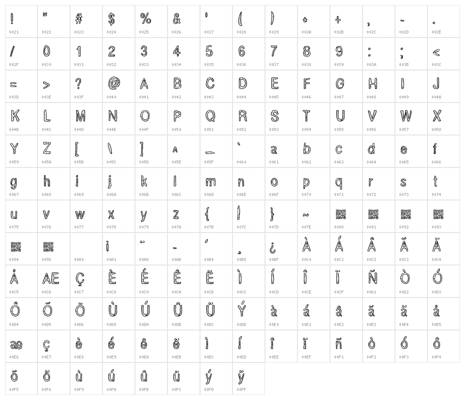 BrickRoads Character Map