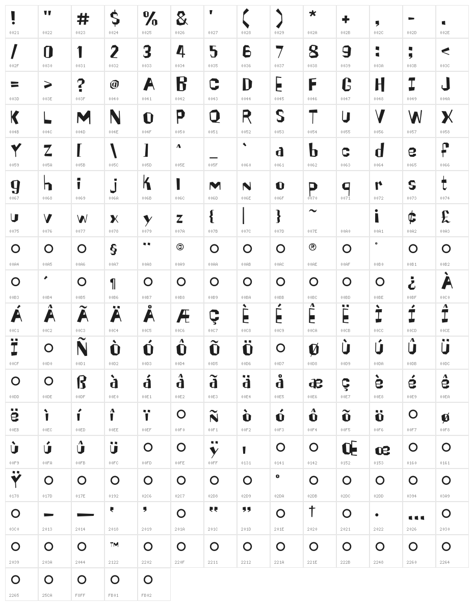 Brickhouse Character Map