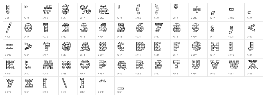 Bricks Character Map