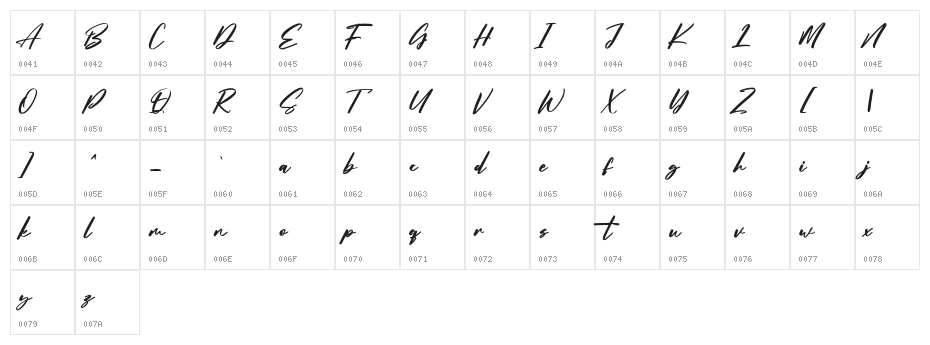 Brickston Free Regular Character Map
