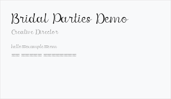 Bridal Parties Demo Business Card